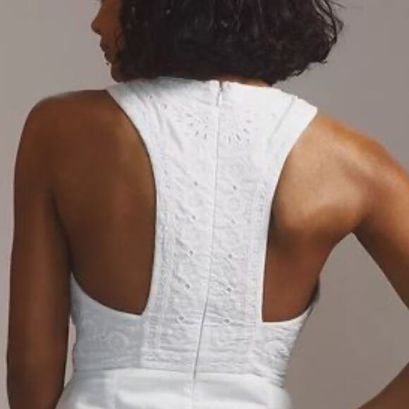 Maeve by Anthropologie Eyelet Halter Mini Dress Size: 8 - Picture 3 of 4